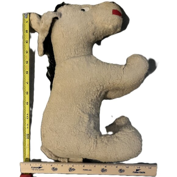 Vintage Plush Donkey Stuffed Animal Toy Beige & Black Button Tail - Picture 11 of 11
